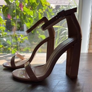 Nude Patent Block Heeled Sandals